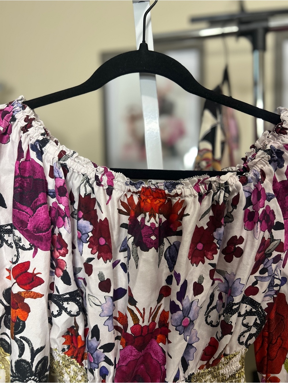 CAMILLA Floral Off the Shoulder Silk Blouse - Picture 8 of 9